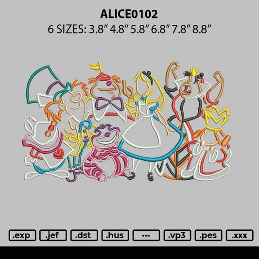Alice0102 Embroidery File 6 sizes