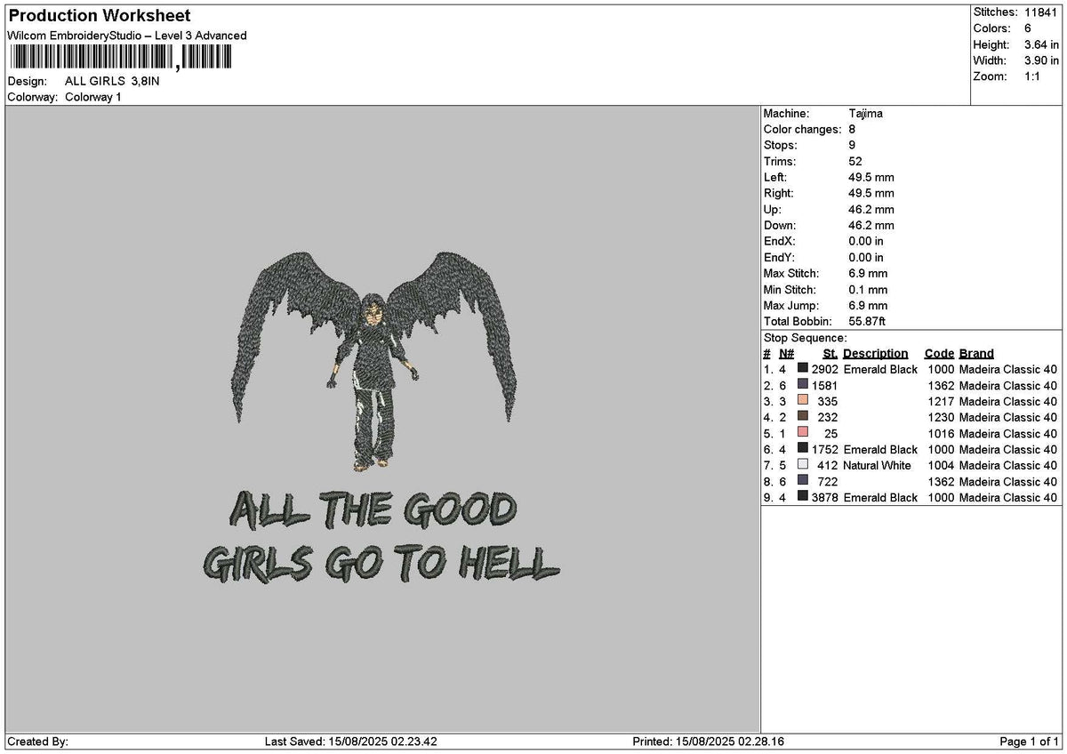 Allgirlstext Embroidery File 6 sizes