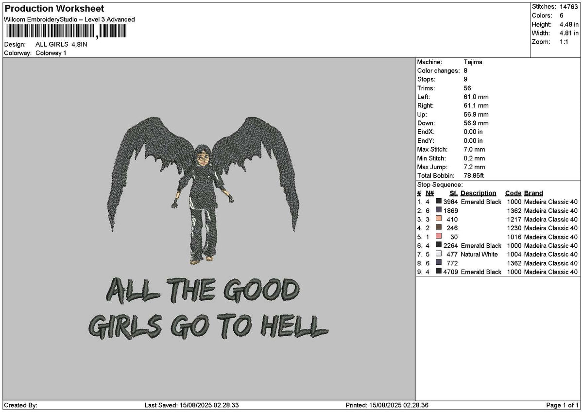 Allgirlstext Embroidery File 6 sizes