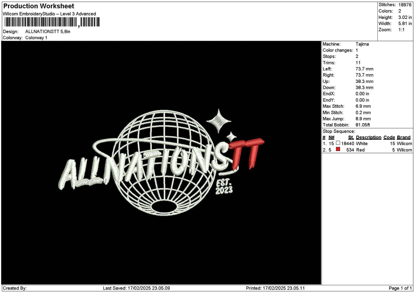 Allnationstex Embroidery File 6 sizes