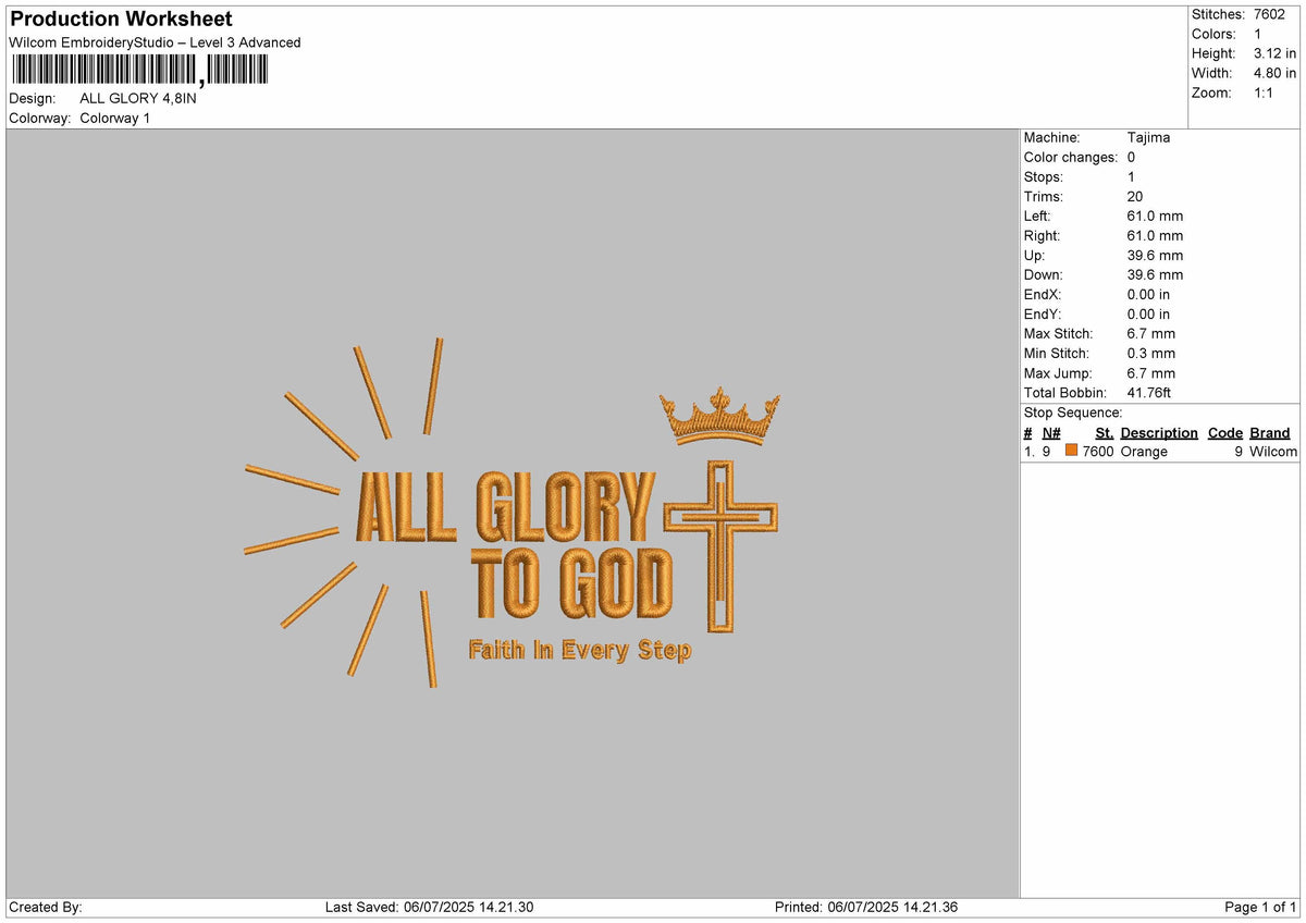All Glory Embroidery File