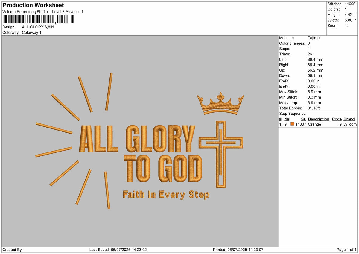 All Glory Embroidery File