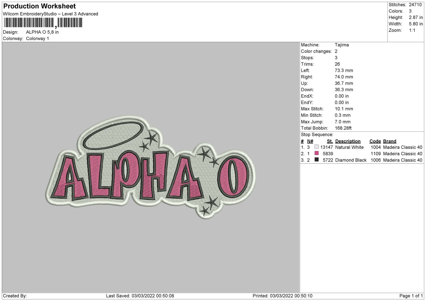 Alpha O v2 Embroidery