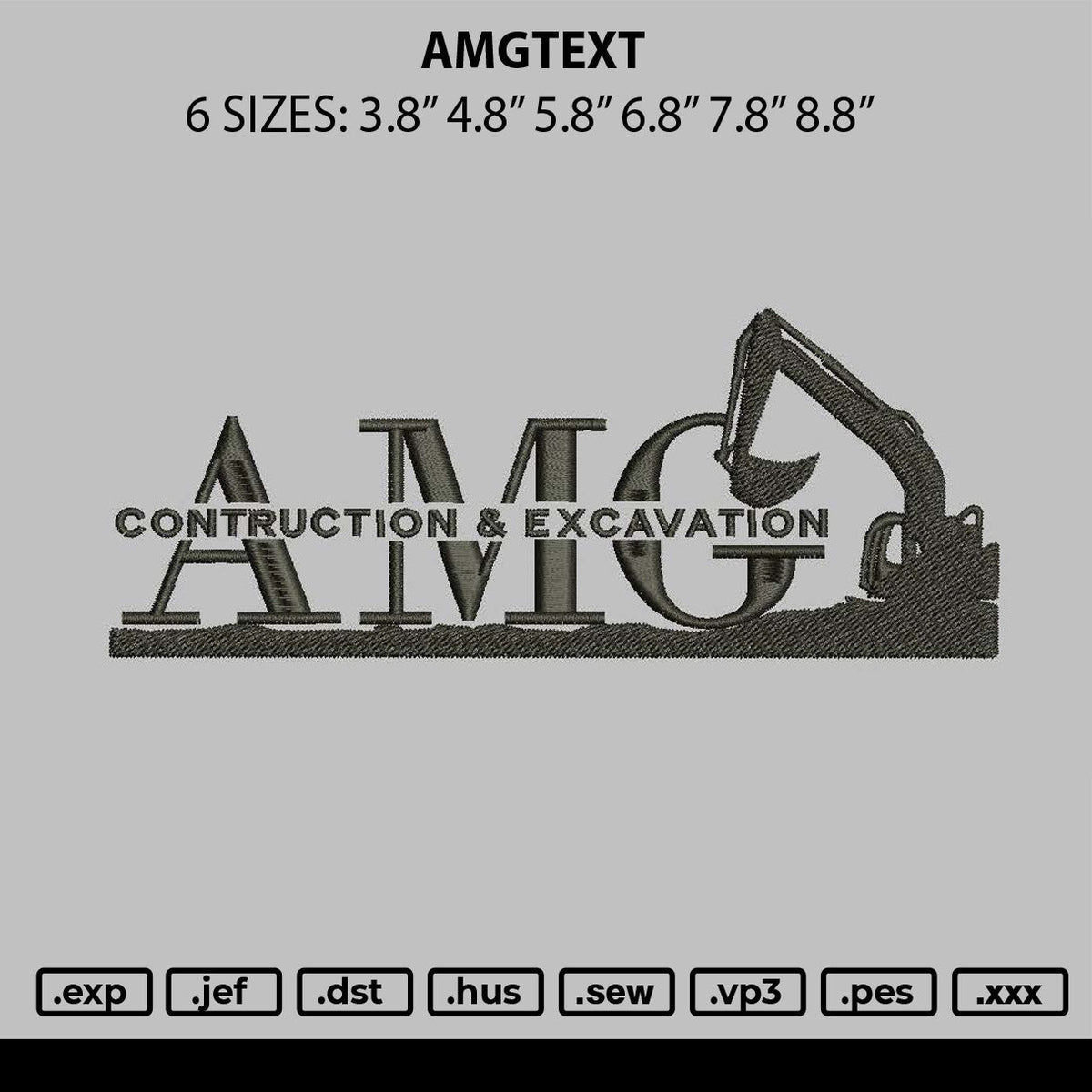 Amgtext Embroidery File 6 sizes