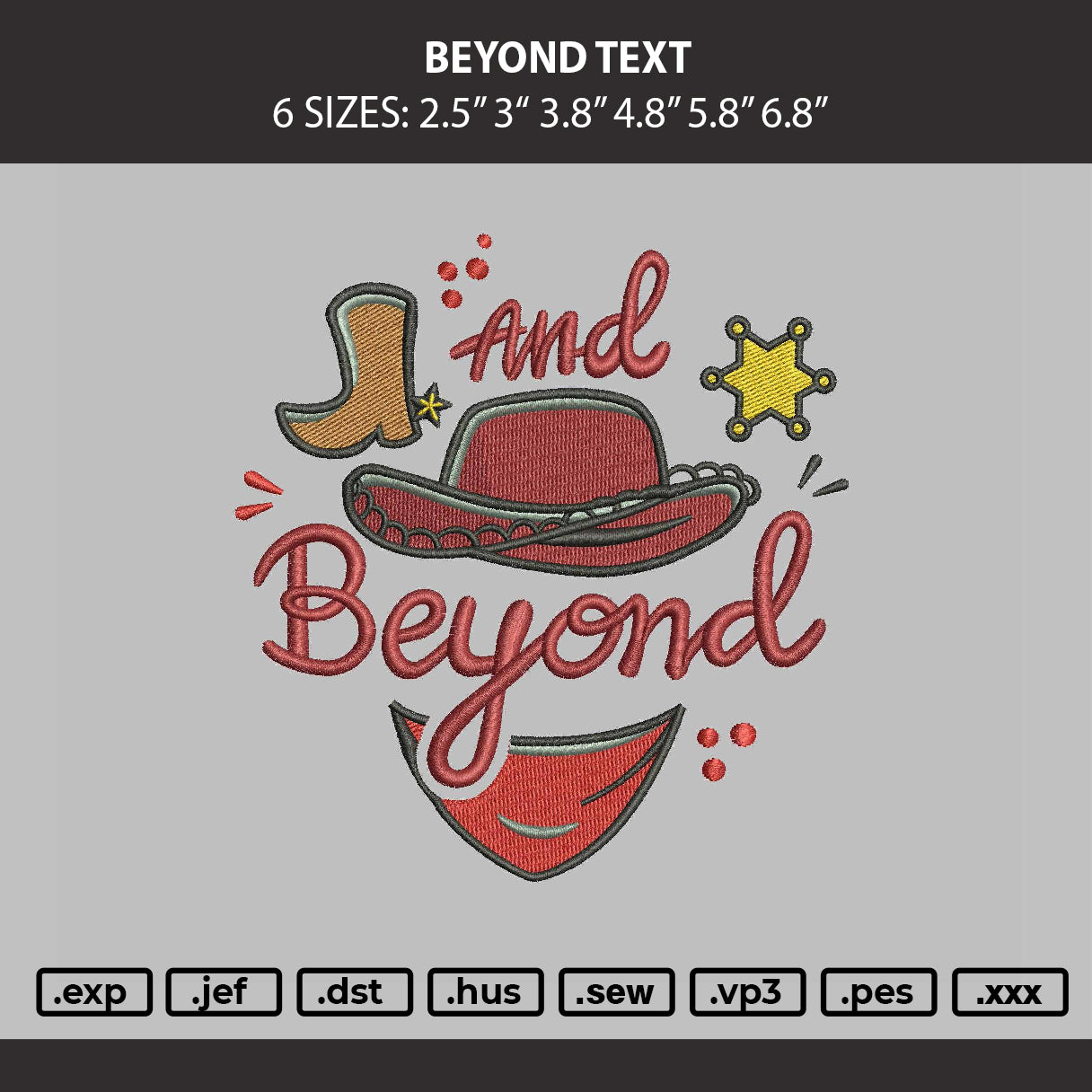 Beyond Text Embroidery Machine Design File 6 sizes