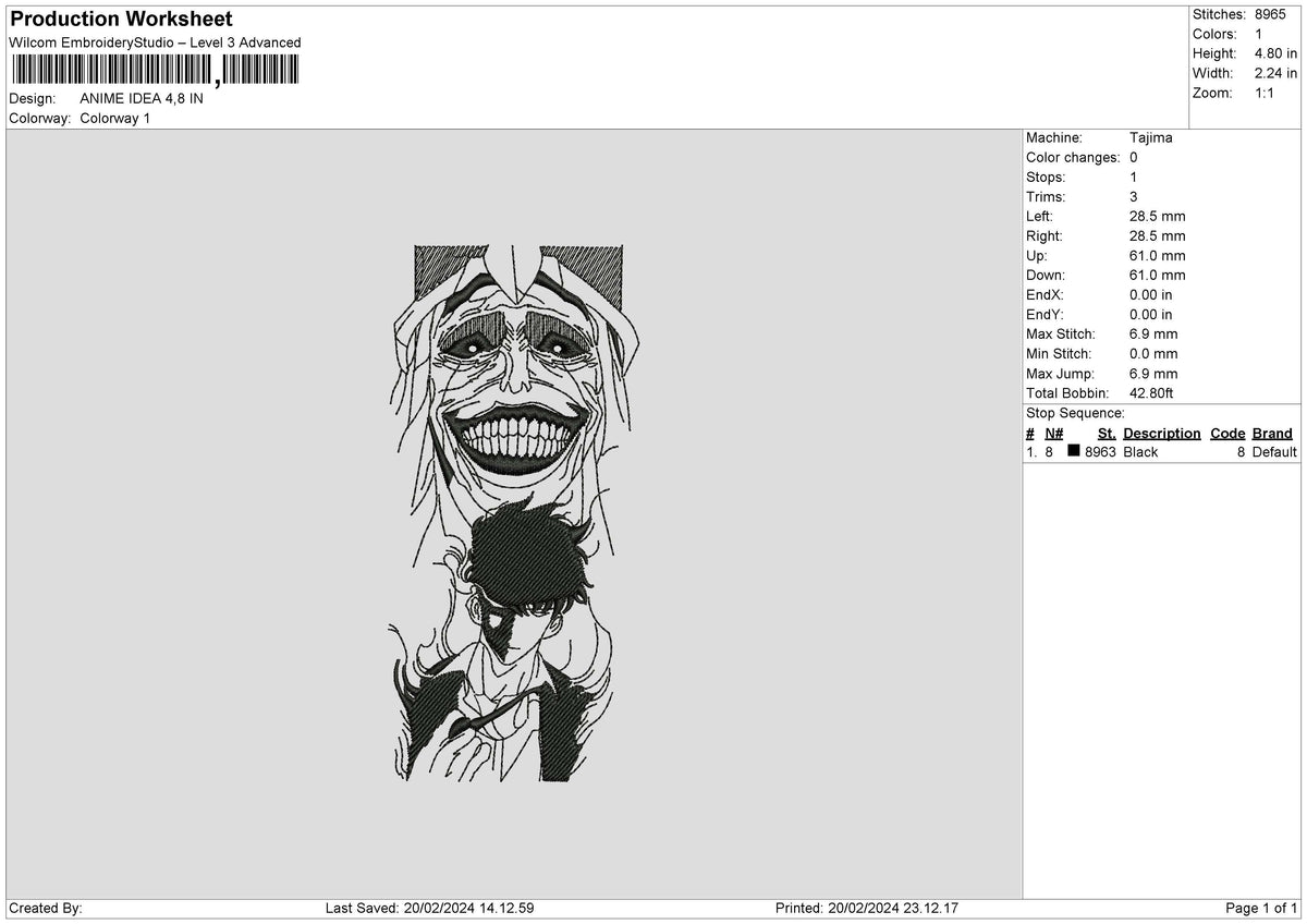Animeline 01 Embroidery File 6 sizes