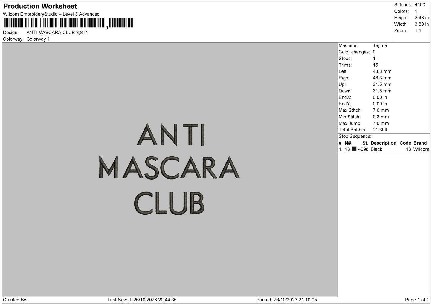 Mascara Embroidery File 6 sizes