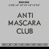Mascara Embroidery File 6 sizes