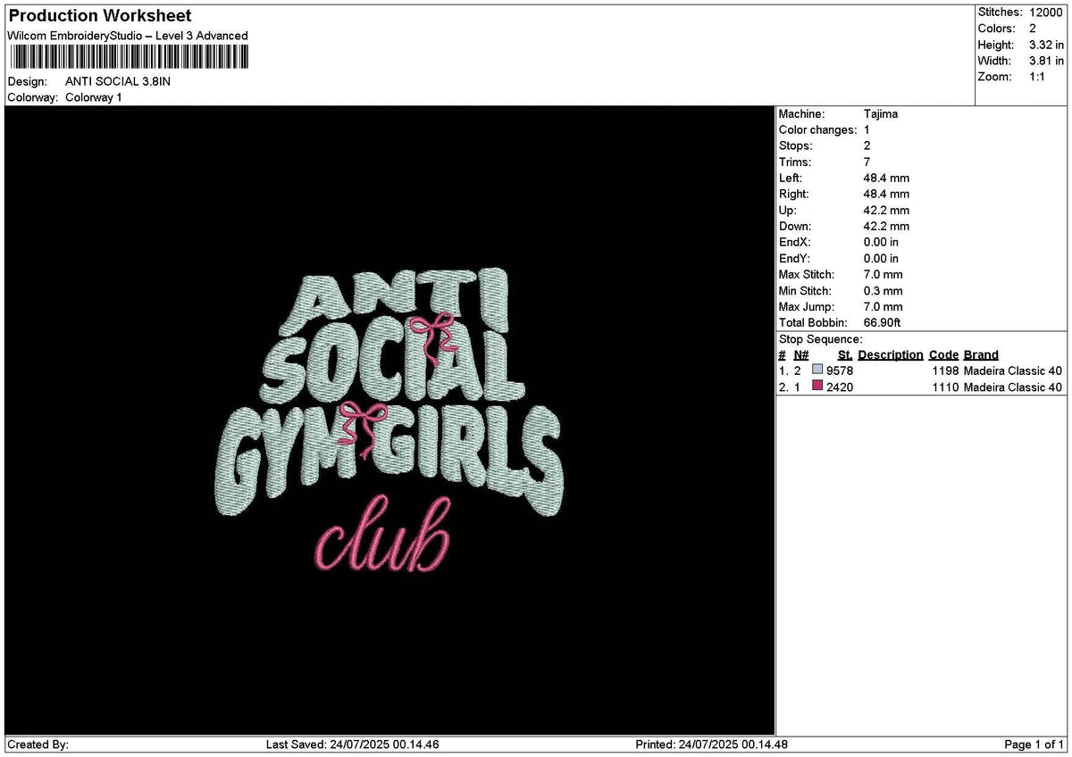 Antisocialtext Embroidery File 6 sizes