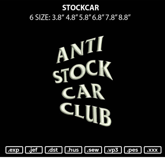 Stockcar Embroidery File 6 sizes