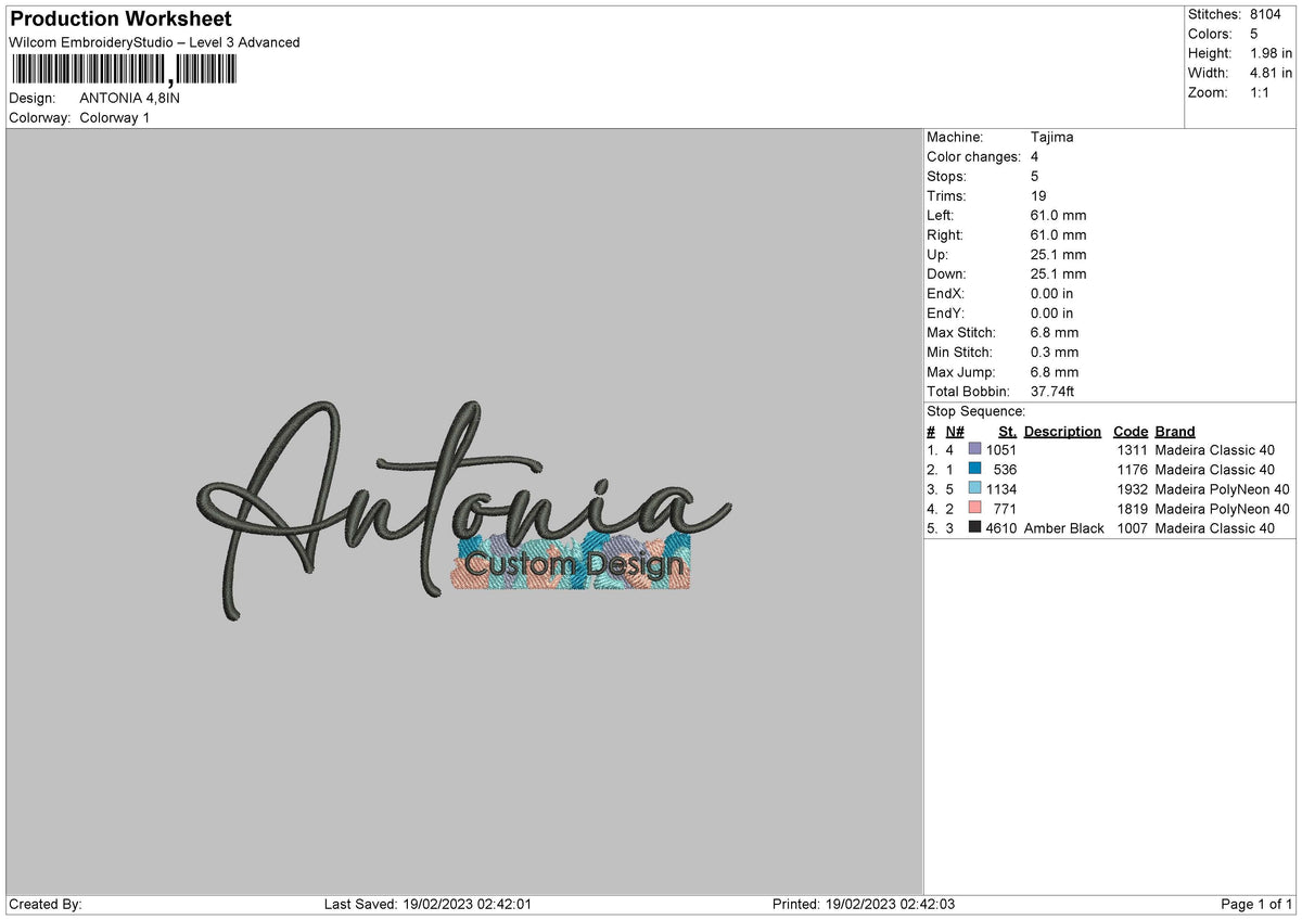 Antonia Embroidery File 6 sizes