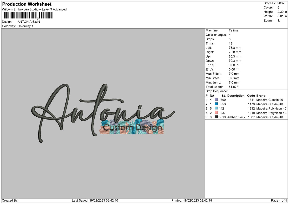Antonia Embroidery File 6 sizes