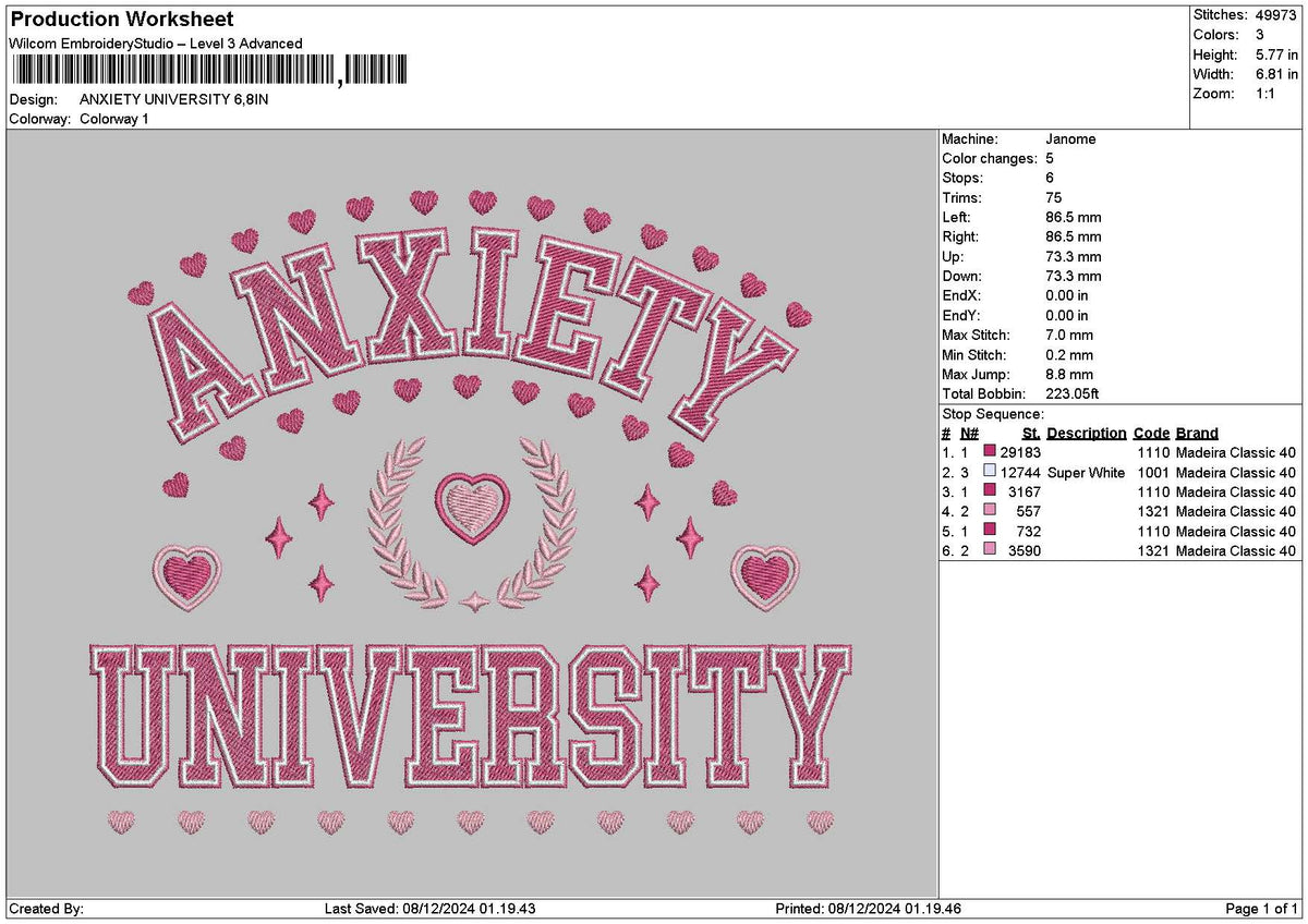 Univtext 0812 Embroidery File 6 sizes