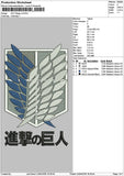 Aot Wings V2 Embroidery File 6 sizes