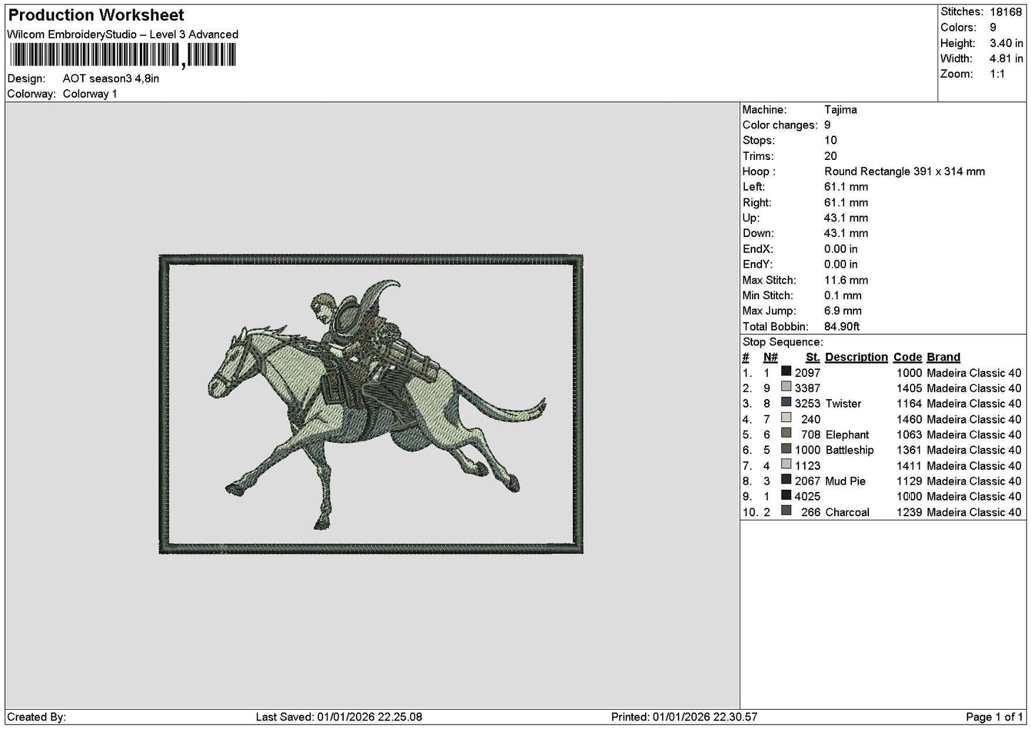 Horse 0101 Rectangle Embroidery File 6 sizes