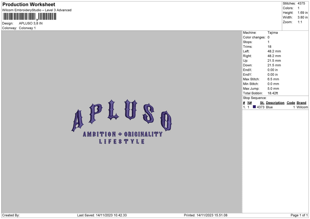 Apluso Embroidery File 6 sizes