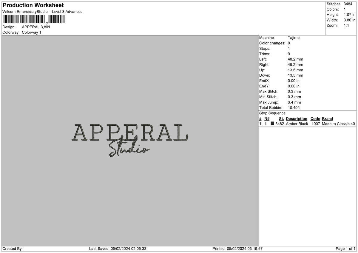Apperaltext Embroidery File 6 sizes