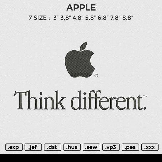 APPLE Embroidery File 6 size