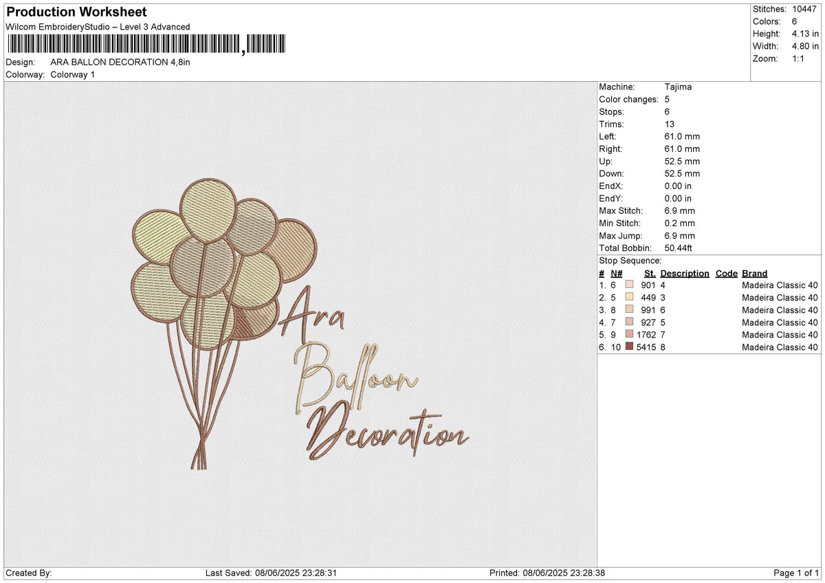 ARA BALLON DECORATION Embroidery File 6 size