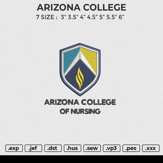 ARIZONA COLLEGE Embroidery File 6 sizes