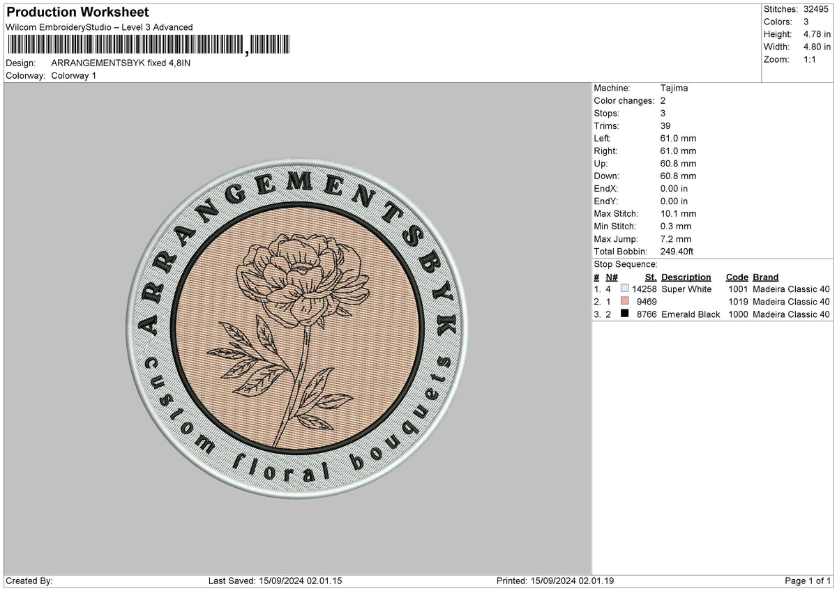 Arrangementscircle Embroidery File 6 sizes