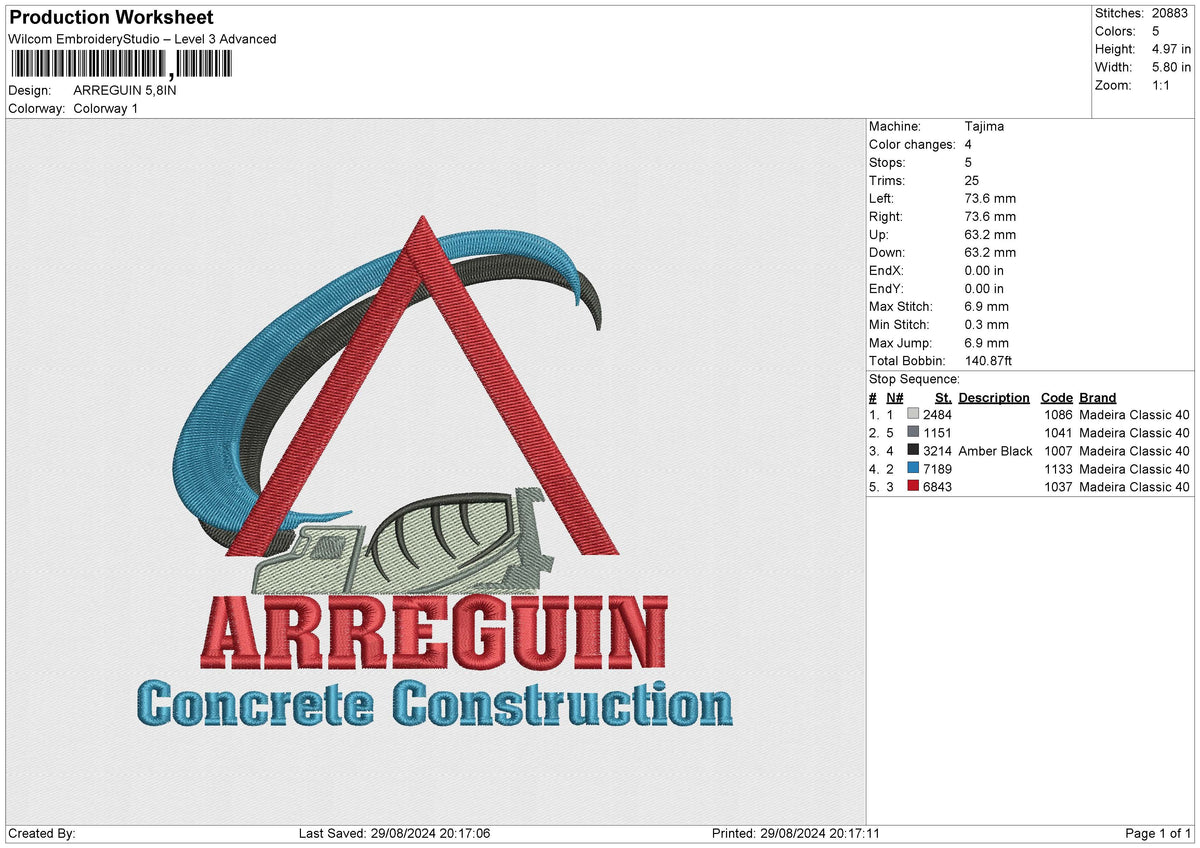 ARREGUIN Embroidery File 6 size