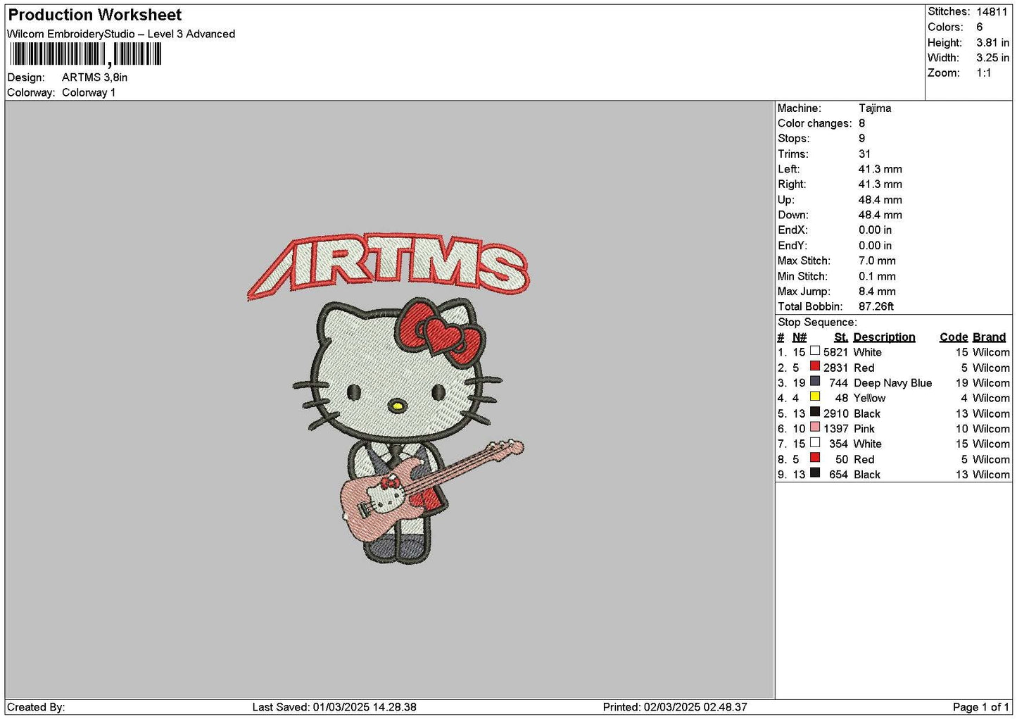 Kitty0203 Embroidery File 6 sizes