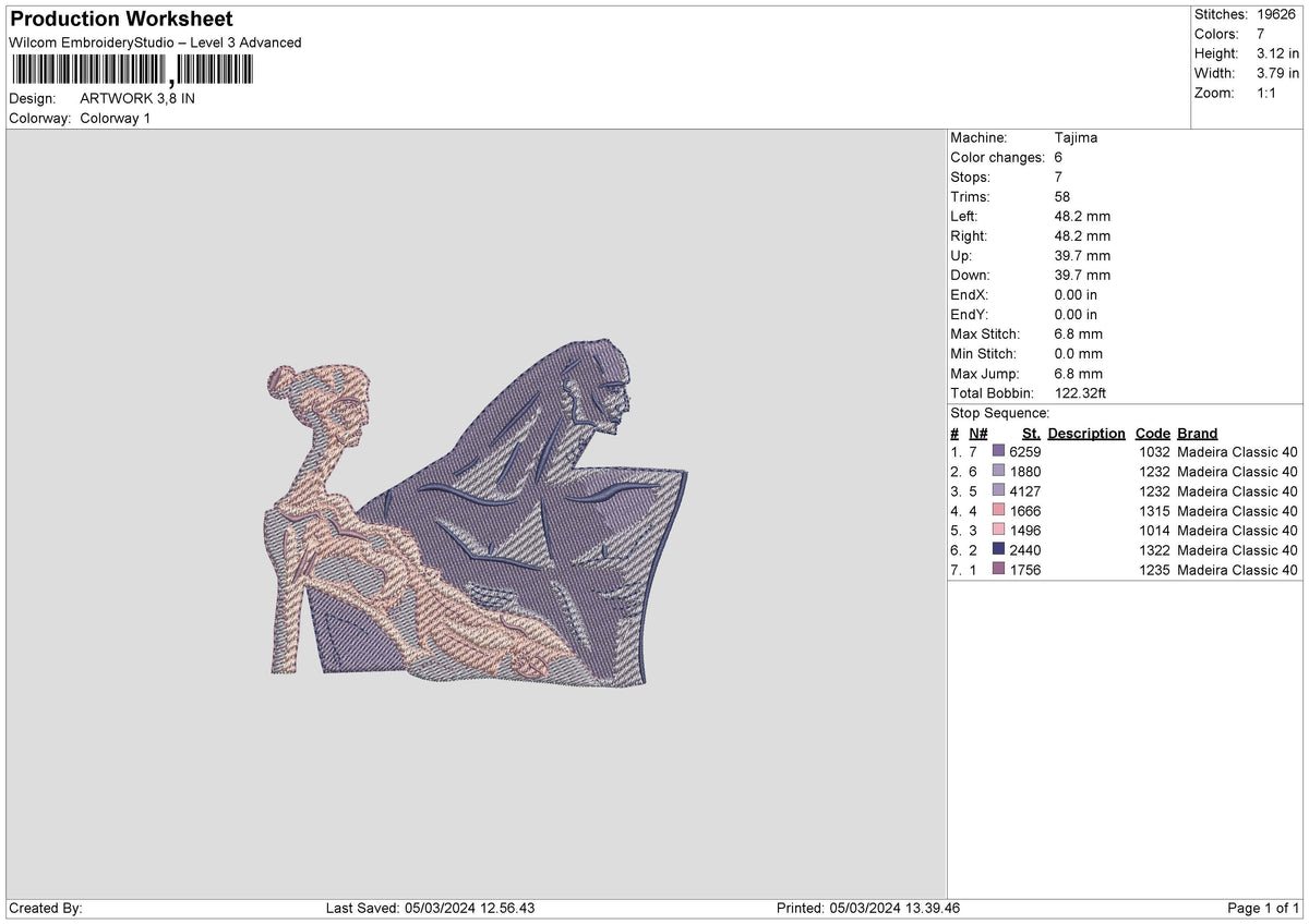 Statue0503 Embroidery File 6 sizes