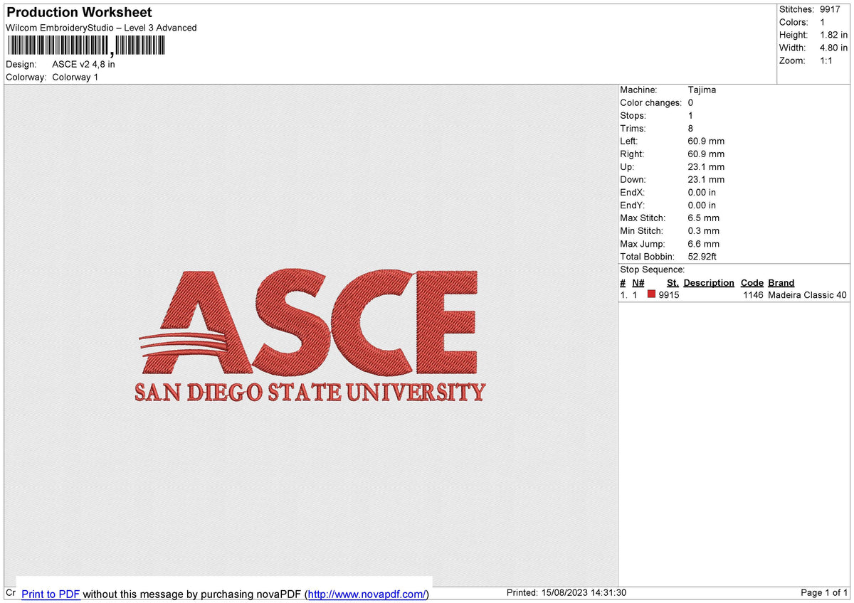 ASCE v2 Embroidery File 6 size