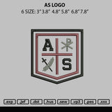 As Logo EMbroidery File 6 sizes