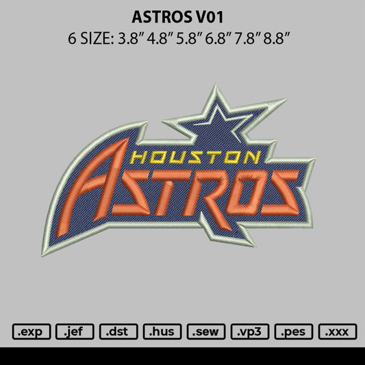 Astros V01 Embroidery File 6 sizes