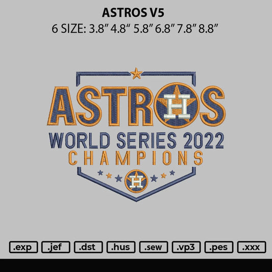 Astros V5 Embroidery File 6 sizes