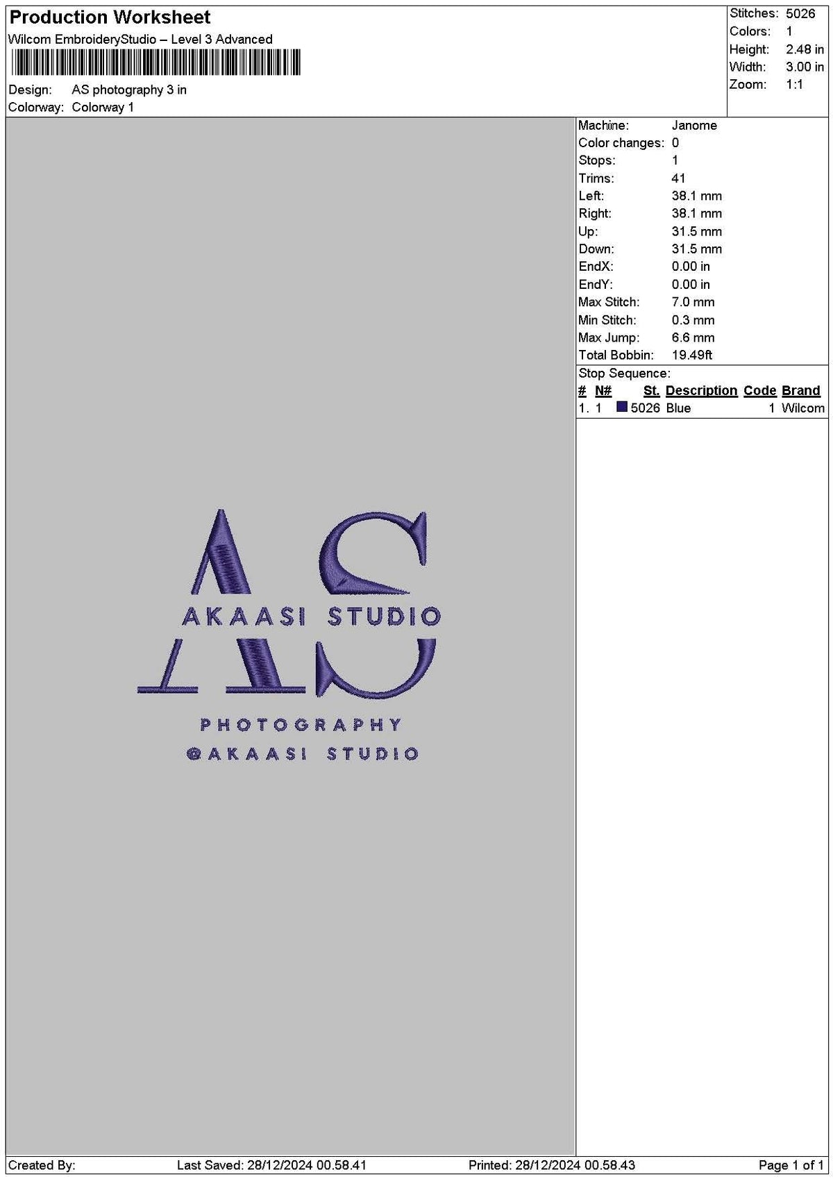 Photography 2812 Embroidery File 6 sizes