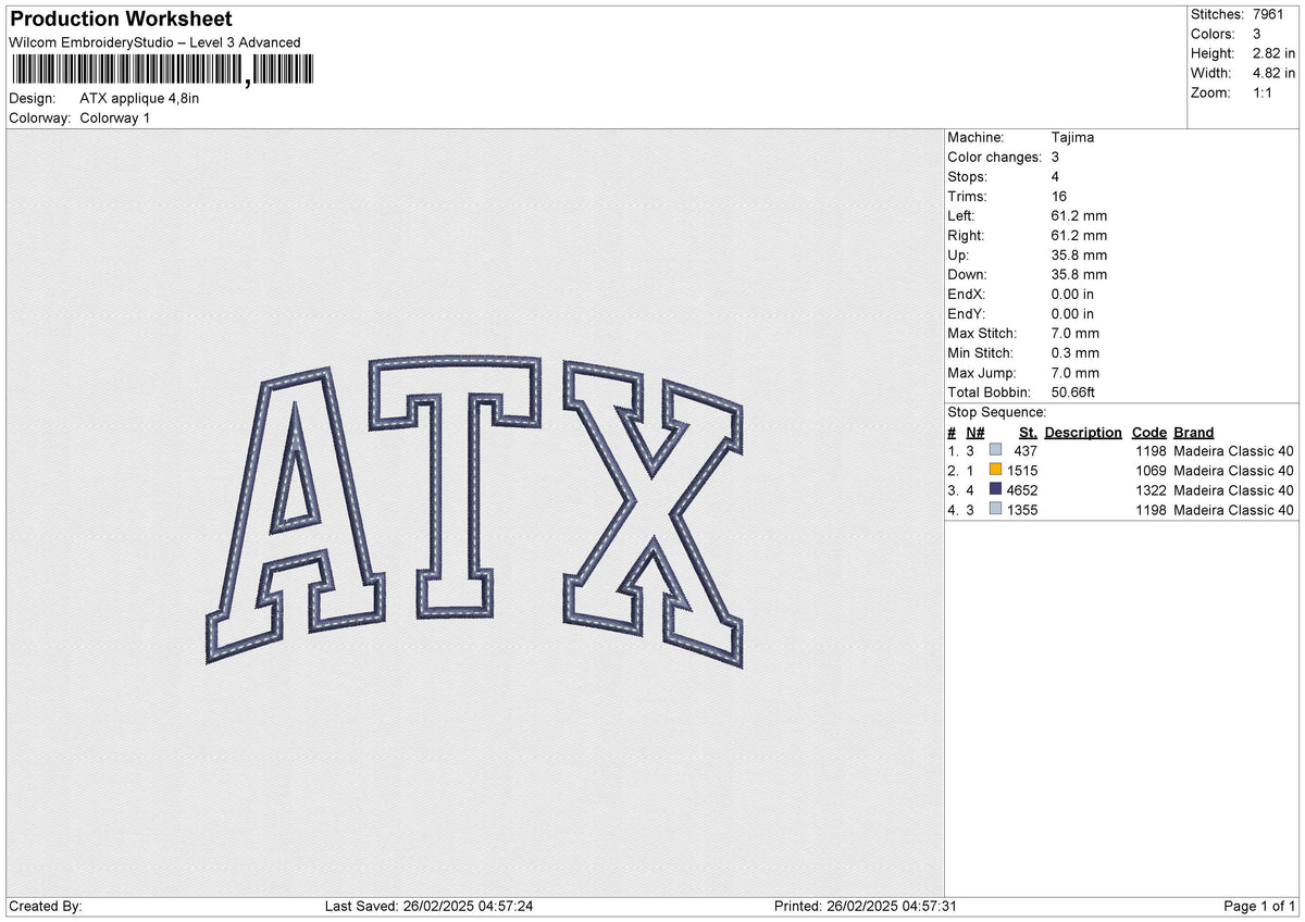 ATX applique Embroidery File 6 size