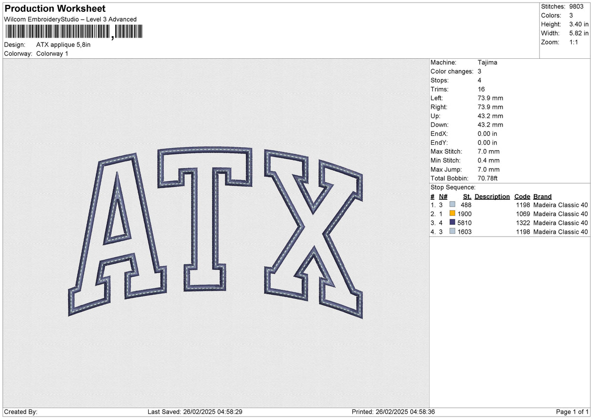 ATX applique Embroidery File 6 size