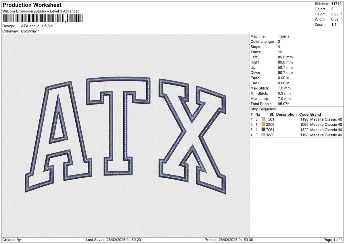 ATX applique Embroidery File 6 size