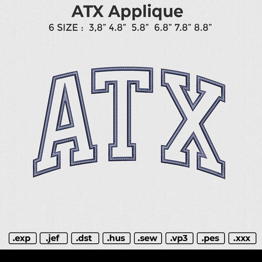 ATX applique Embroidery File 6 size