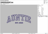 AUNTIE Embroidery File 6 Size