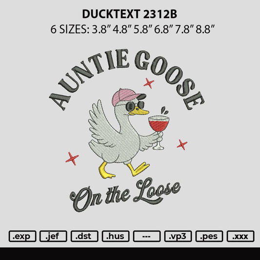Ducktext 2312b Embroidery File 6 sizes