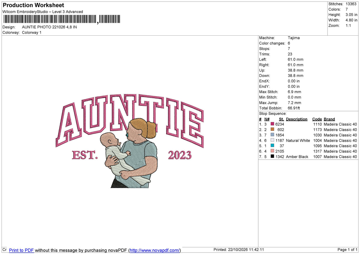 AUNTIE PHOTO Embroidery File 6 size