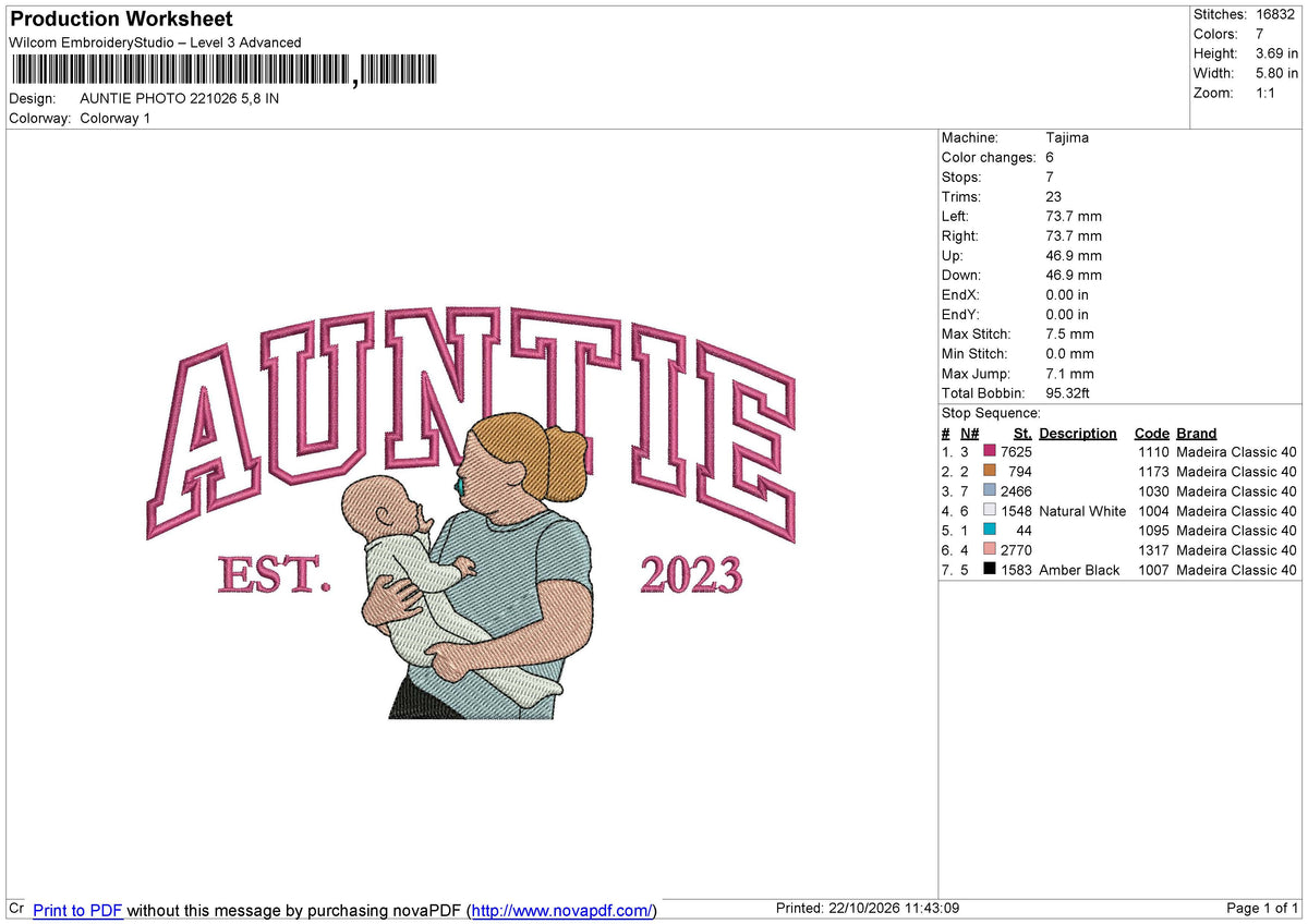 AUNTIE PHOTO Embroidery File 6 size