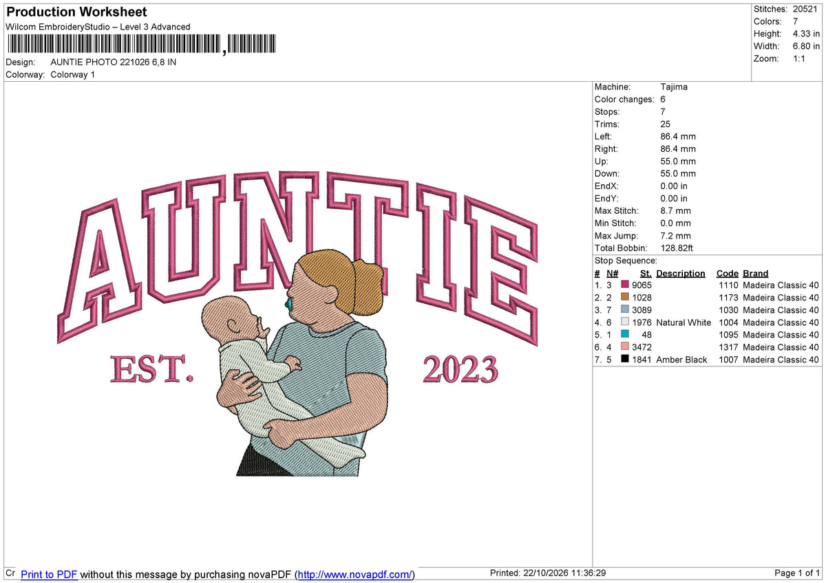 AUNTIE PHOTO Embroidery File 6 size