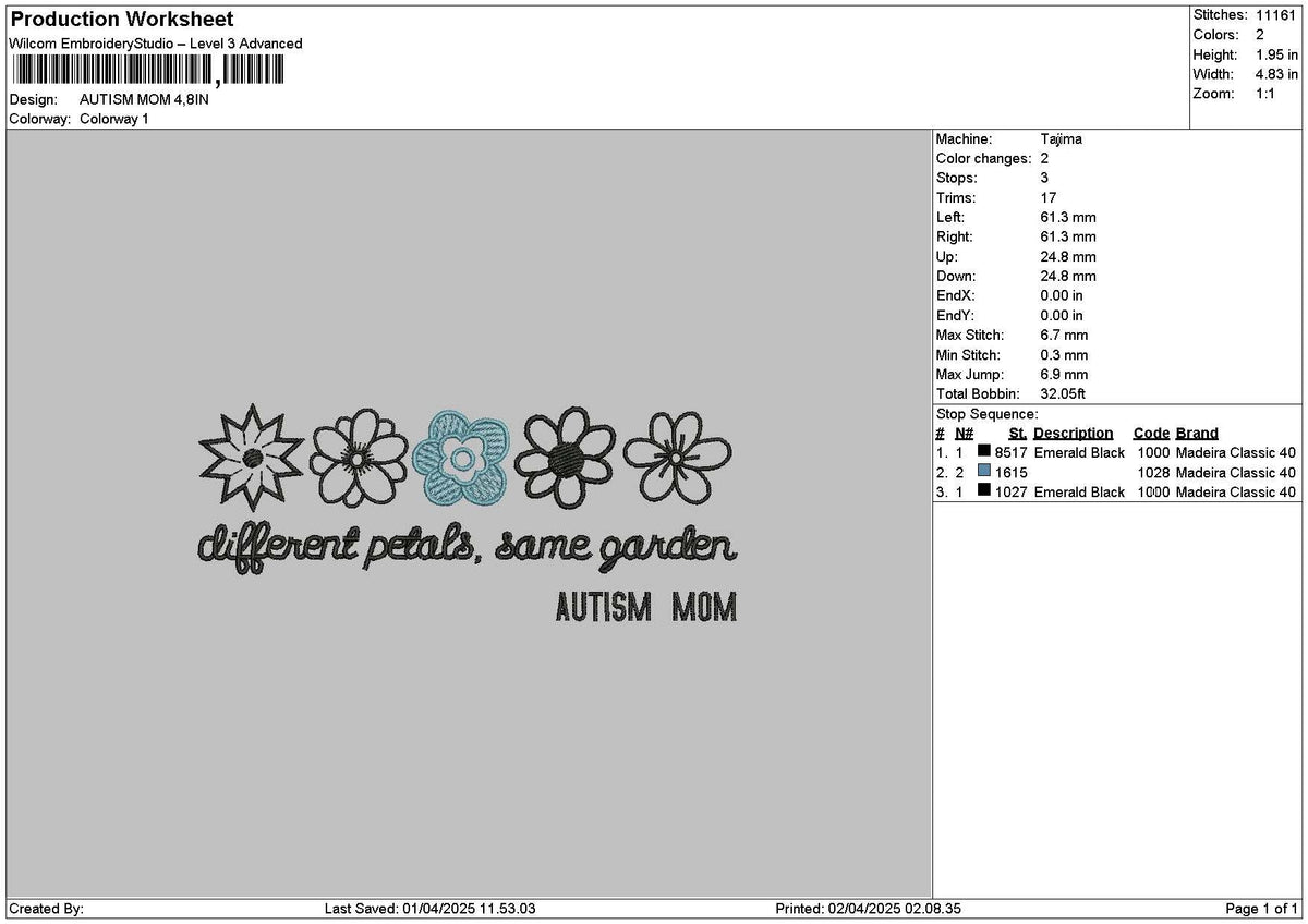 Momtext 0204 Embroidery File 6 sizes