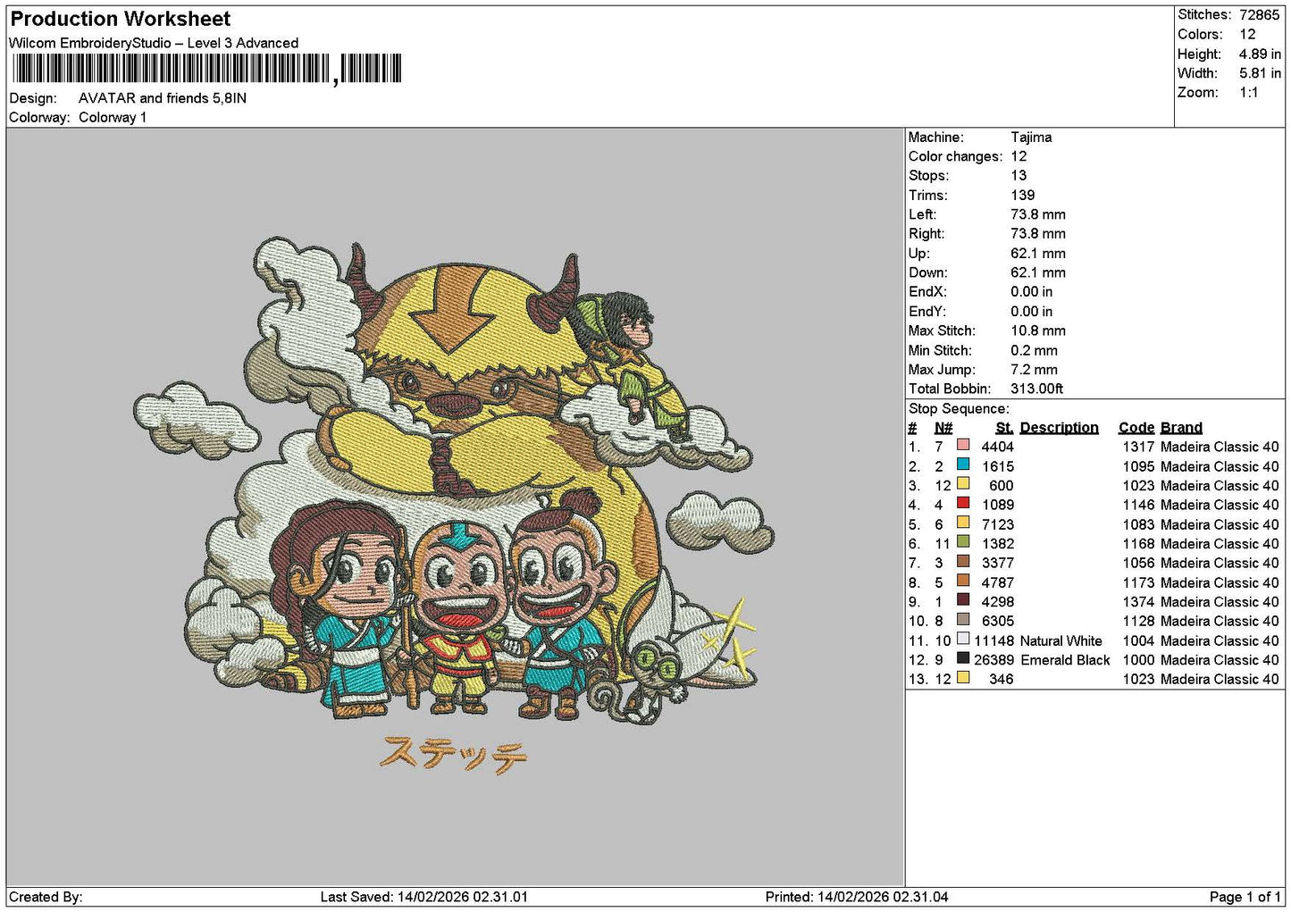 Appa1402 Embroidery File 6 sizes