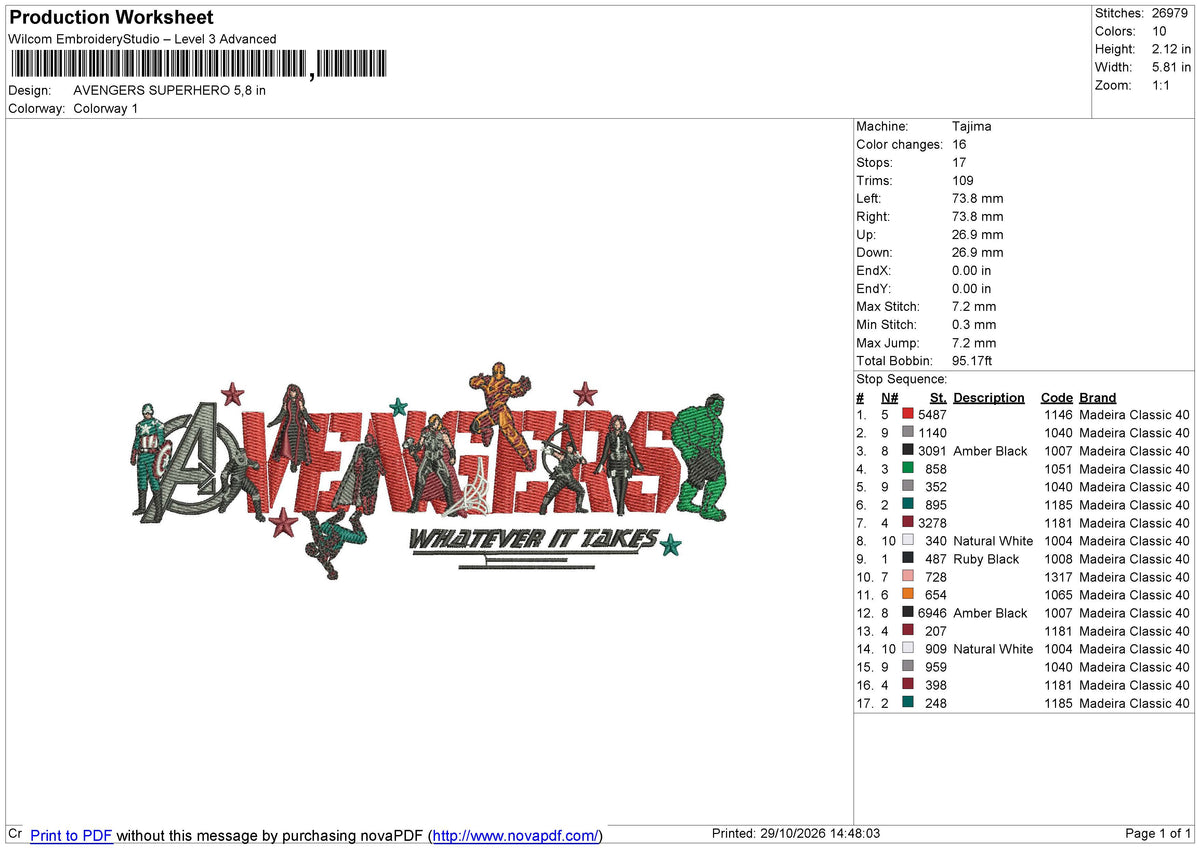 AVENGERS SUPERHERO Embroidery File 6 sizes