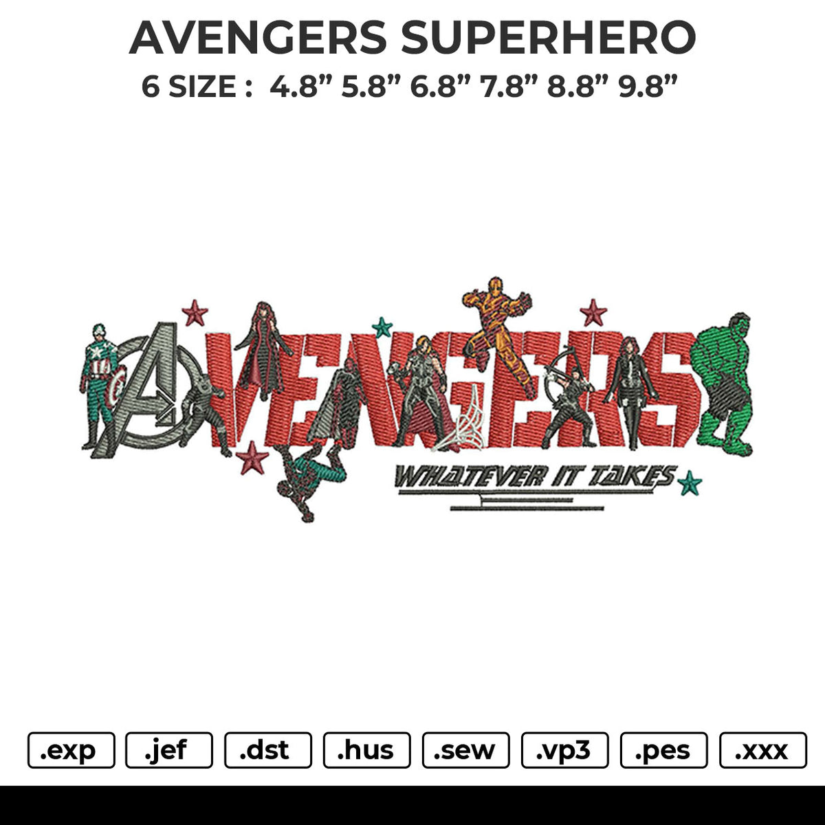 AVENGERS SUPERHERO Embroidery File 6 sizes