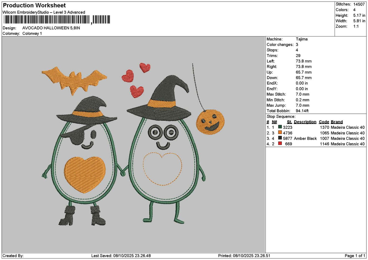 Avocado 0810 Embroidery File 6 sizes