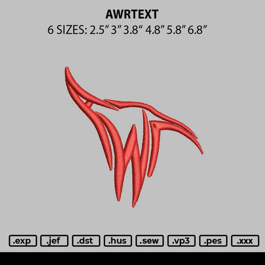 Awrtext Embroidery File 6 sizes