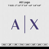 AX logo Embroidery File 6 size