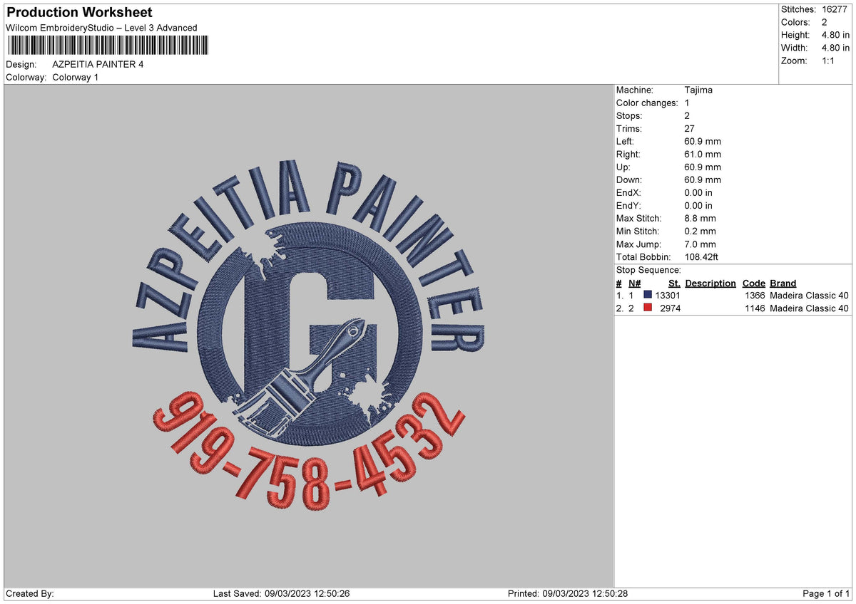 Azpeitia Embroidery File 6 sizes